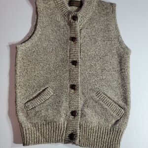 VTG Eddie Bauer Women's Med Tan Wool Vest with Button Closure